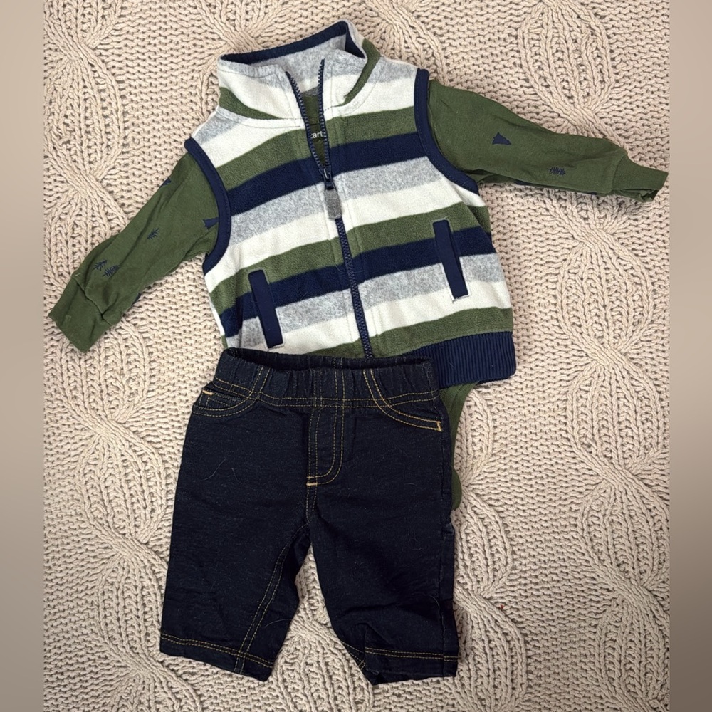 3-piece set (vest + long-sleeve onesie + pants) | 3-month | Carter’s